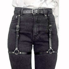 Load image into Gallery viewer, Punk Black Leather Sword Belt Waist Garter Handmade Body Bondage Sexy Leg Suspenders Harness Stockings Belts For Women

