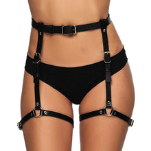 Load image into Gallery viewer, Punk Black Leather Sword Belt Waist Garter Handmade Body Bondage Sexy Leg Suspenders Harness Stockings Belts For Women
