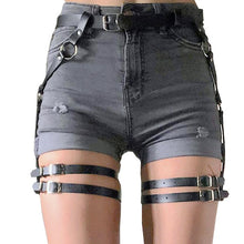 Load image into Gallery viewer, Punk Black Leather Sword Belt Waist Garter Handmade Body Bondage Sexy Leg Suspenders Harness Stockings Belts For Women
